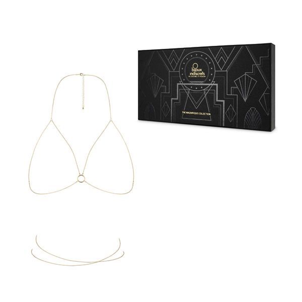 Цепочка портупея Bijoux Indiscrets Magnifique Bra Chain - Gold, украшение на тело