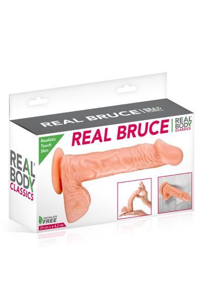 Фаллоимитатор Real Body - Real Bruce Flesh, TPE, диаметр 4,2см
