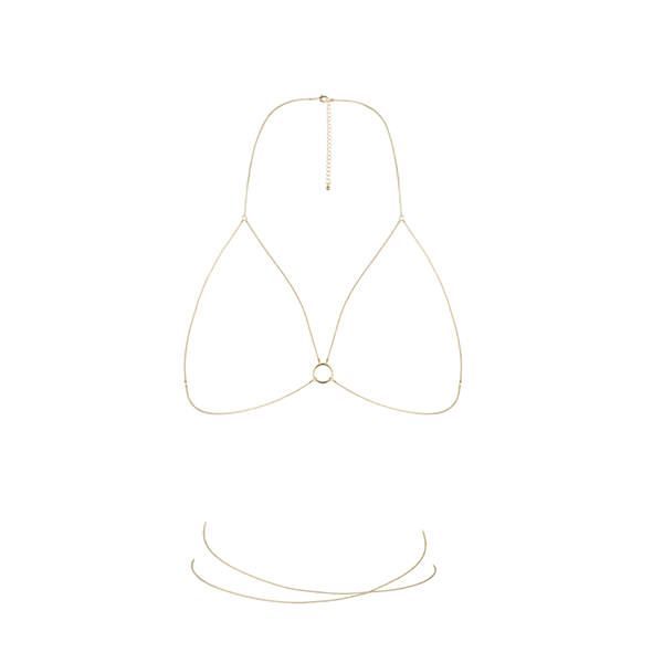 Цепочка портупея Bijoux Indiscrets Magnifique Bra Chain - Gold, украшение на тело