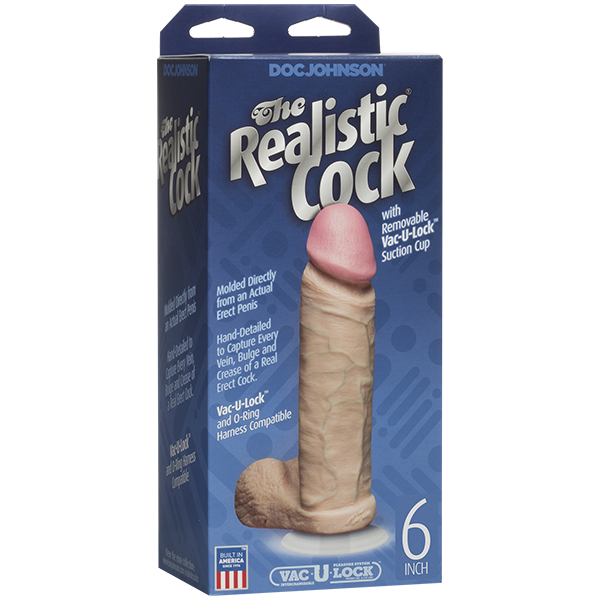 Фаллоимитатор Doc Johnson The Realistic Cock 6 inch White - PVC, Vack-U-Lock, диаметр 4,3см