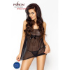 Сорочка беби долл BERYL CHEMISE S/M - Passion, трусики, полупрозрачная, лента под грудь || 