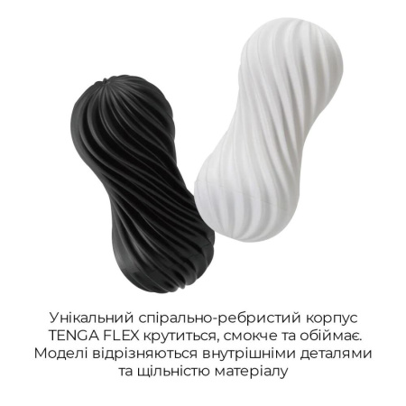 Мастурбатор Tenga Flex Rocky Black с изменяемой интенсивностью, можно скручивать || 