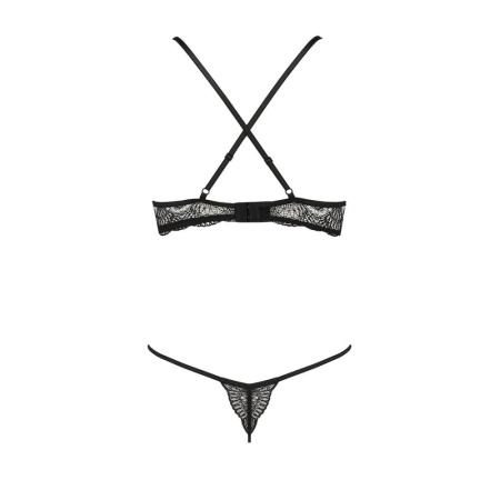 Комплект белья QUENTRIS BIKINI black XXL/XXXL - Passion Exclusive, стринги и полуоткрытый лиф || 