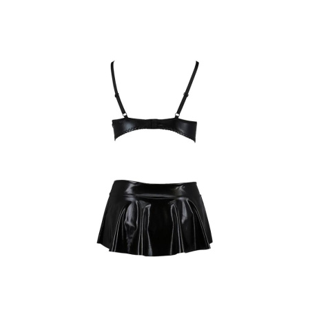 Комплект белья под латекс DEBY SET black S/M - Passion: лиф, мини-юбочка, стринги || 