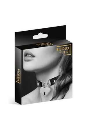 Чокер с замочком-сердечком Bijoux Pour Toi - HEART LOCK Black, экокожа || 