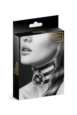 Чокер тройной с кольцом для поводка Bijoux Pour Toi - FETISH, экокожа || 