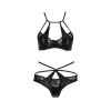 Комплект белья Passion NAVEL SET black L/XL Black, трусики, лиф, кружевные и латексные вставки || 