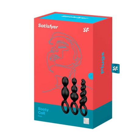 Набор анальных игрушек Satisfyer Plugs black (set of 3) - Booty Call, макс. диаметр 3 см || 