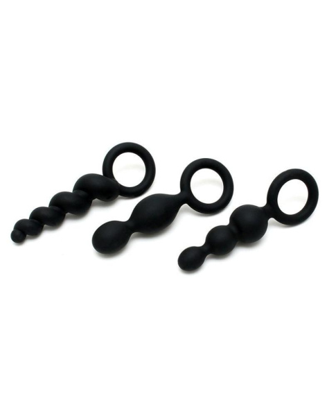 Набор анальных игрушек Satisfyer Plugs black (set of 3) - Booty Call, макс. диаметр 3 см