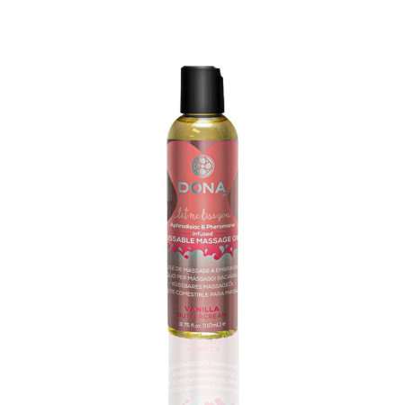 Массажное масло DONA Kissable Massage Oil Vanilla Buttercream (110 мл) можно для оральных ласк