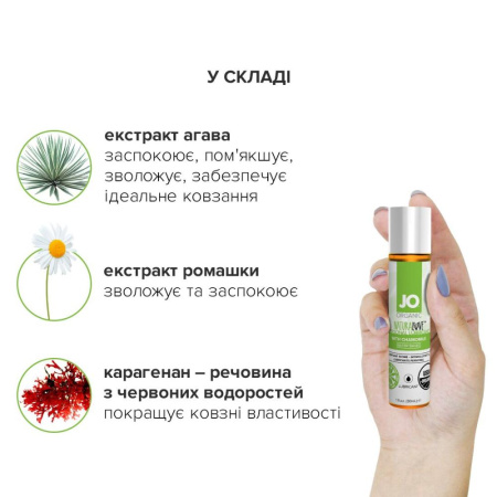 Смазка на водной основе System JO NATURALOVE - ORGANIC (30 мл) с экстрактом листьев агавы и ромашки || 