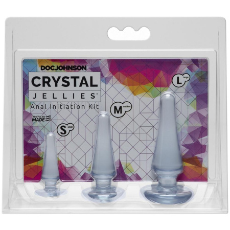 Набор анальных пробок Doc Johnson Crystal Jellies Anal - Clear, макс. диаметр 2см - 3см - 4см || 