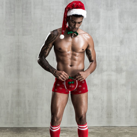 Новогодний мужской эротический костюм "Любимый Санта", One Size Red || 