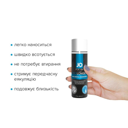 Пролонгирующий спрей System JO Prolonger Spray with Benzocaine (60 мл) не содержит минеральных масел || 