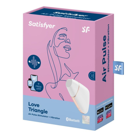 Вакуумный клиторальный стимулятор Satisfyer Love Triangle White с управлением через интернет || 