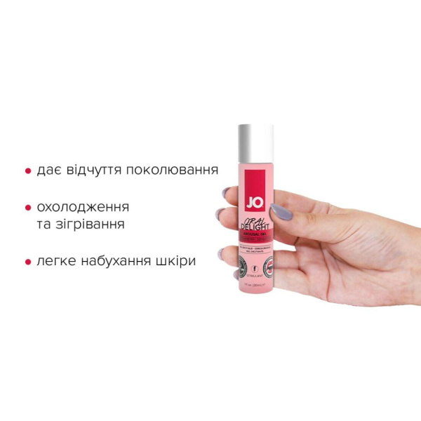 Гель для оральных ласк System JO Oral Delight - Strawberry Sensation (30 мл), эффект холод-тепло