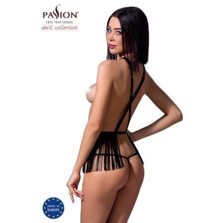 Комплект белья INDRA SET OpenBra black XXL/XXXL - Passion Exclusive: стринги, портупея с бахромой || 