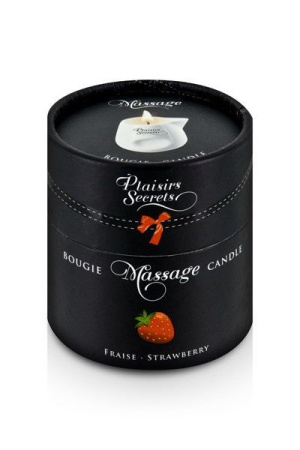Массажная свеча Plaisirs Secrets Strawberry (80 мл) подарочная упаковка, керамический сосуд || 