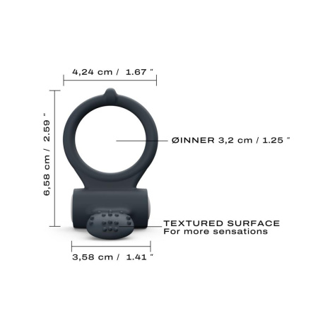 Эрекционное кольцо Dorcel Power Clit Black V2 с вибрацией, с язычком со щеточкой || 