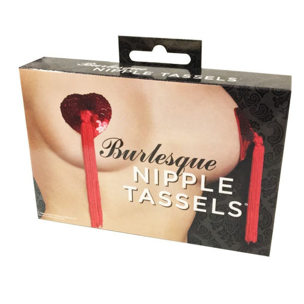 Пэстис - стикини Burlesque Nipple Tassels, наклейки на соски, блестящие сердечки с кисточками