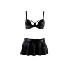 Комплект белья под латекс DEBY SET black S/M - Passion: лиф, мини-юбочка, стринги || 