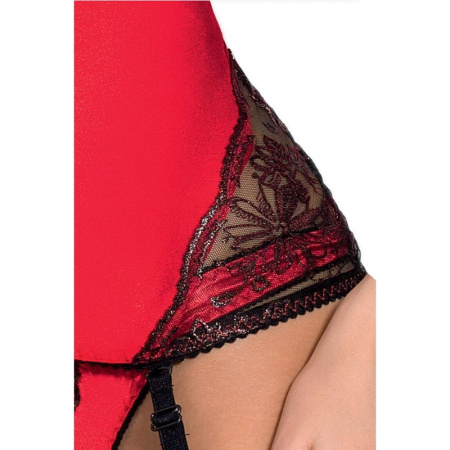 Распродажа!!! Корсет с пажами BRIDA CORSET red XXL/XXXL - Passion Exclusive, трусики, шнуровка || 