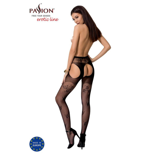 Сексуальные колготки-бодистокинги Passion S022 One Size, Black, имитация чулок и пояса с гартерами