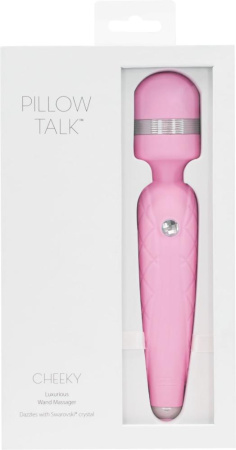 Роскошный вибромассажер PILLOW TALK - Cheeky Pink с кристаллом Swarovsky, плавное повышение мощности || 
