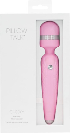 Роскошный вибромассажер PILLOW TALK - Cheeky Pink с кристаллом Swarovsky, плавное повышение мощности || 
