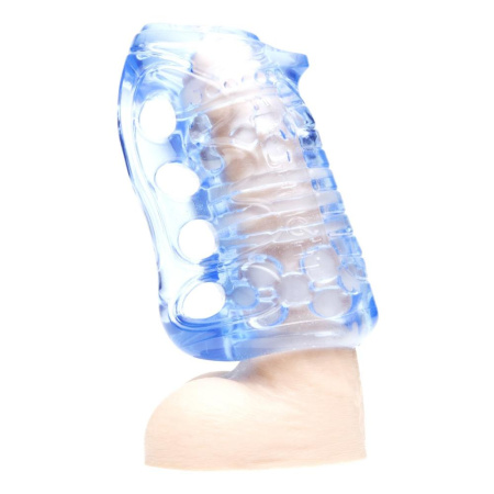 Мастурбатор Fleshlight Fleshskins Grip Blue Ice, надежная фиксация на руке, отлично для пар и минета || 