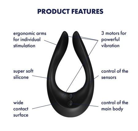 Вибратор для пар Satisfyer Endless Joy Black, 3 независимых мотора, многофункциональный || 