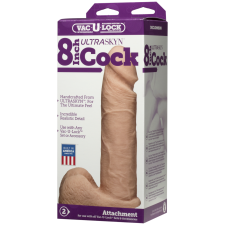 Фаллоимитатор Doc Johnson Vac-U-Lock - 8 Inch ULTRASKYN Cock White, диаметр 5,1см || 