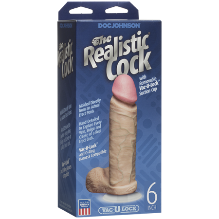 Фаллоимитатор Doc Johnson The Realistic Cock 6 inch White - PVC, Vack-U-Lock, диаметр 4,3см || 