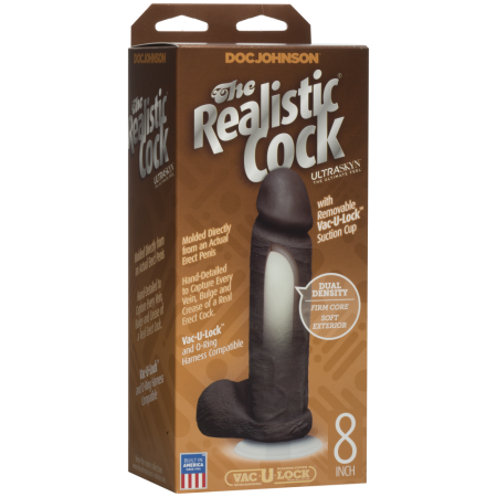 Фаллоимитатор Doc Johnson The Realistic Cock 8 inch Black - ULTRASKYN, Vack-U-Lock, диаметр 5,1см || 