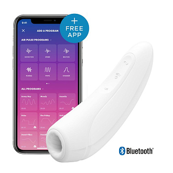 Вакуумный клиторальный стимулятор Satisfyer Curvy 1+ White с управлением через интернет