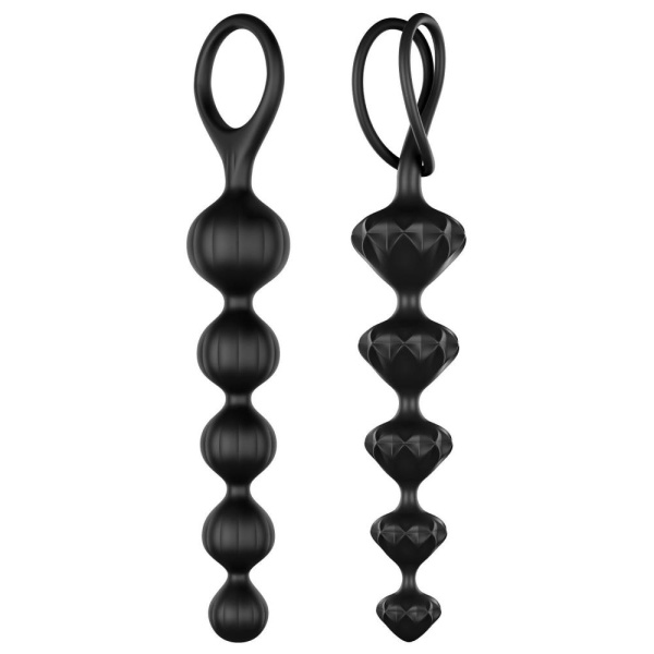 Набор анальных бус Satisfyer Beads Black, силикон, макс. диаметр 3,3 см и 3,5 см