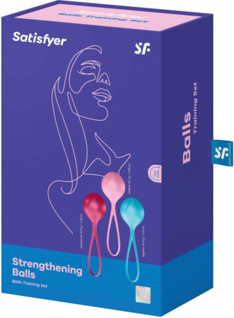 Вагинальные шарики Satisfyer Strengthening Balls (3шт), диаметр 3,8см, масса 62-82-98г, монолитные || 