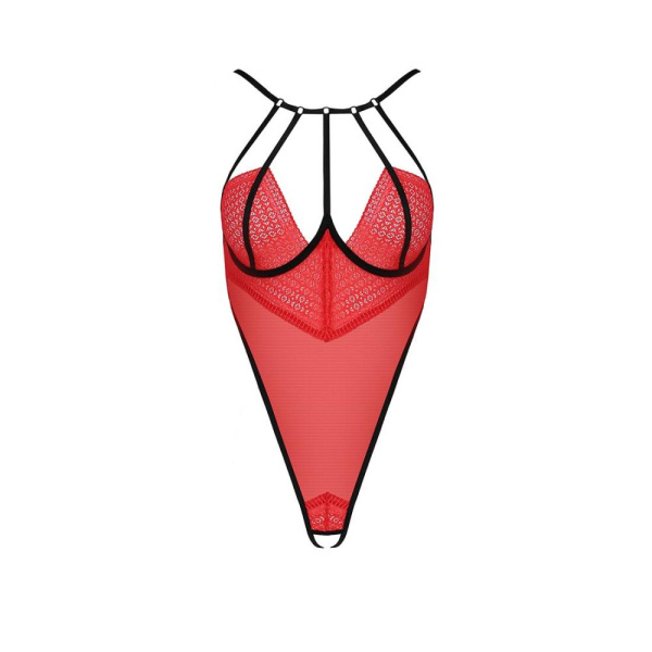 Боди с высоким вырезом бедра AKITA BODY red L/XL - Passion Exclusive