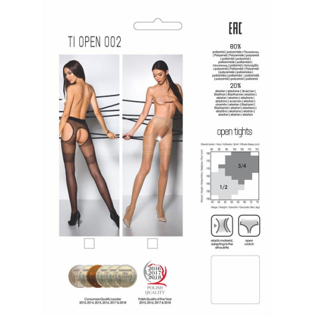 Эротические колготки TIOPEN 002 nero 1/2 (20 den) - Passion, имитация чулок и пояса || 