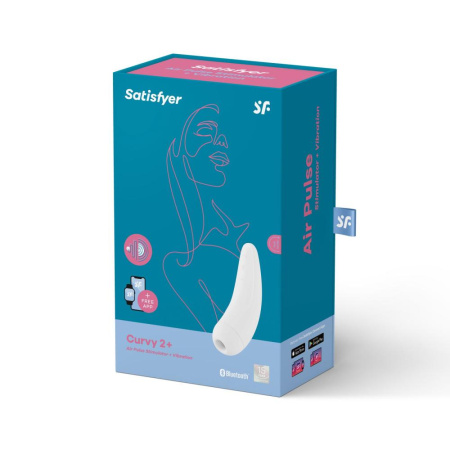 Вакуумный клиторальный стимулятор Satisfyer Curvy 2+ White с управлением через интернет || 