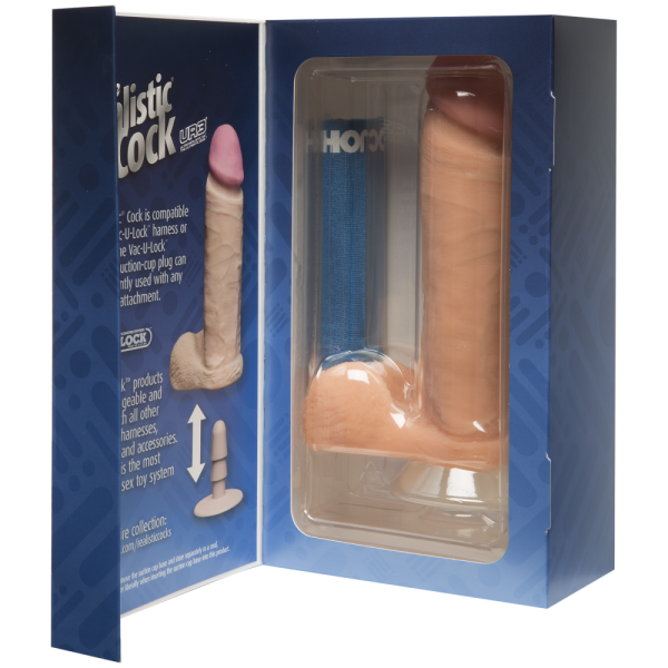 Фаллоимитатор Doc Johnson The Realistic Cock 8 inch White - ULTRASKYN, Vack-U-Lock, диаметр 5,1см