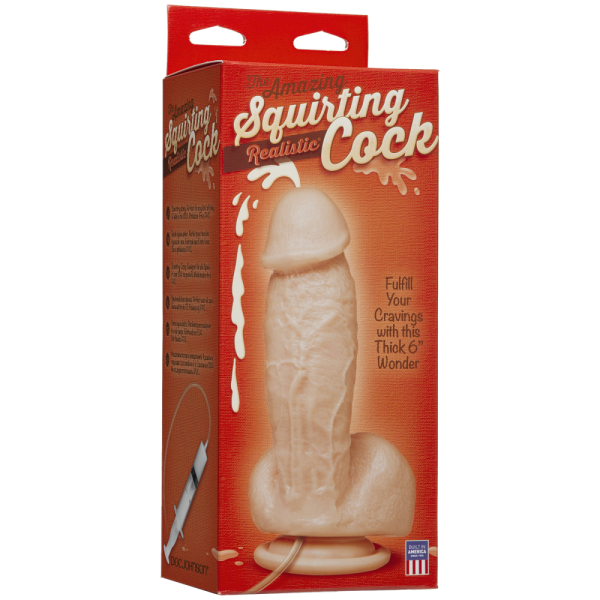 Кончающий фаллоимитатор Doc Johnson The Amazing Squirting Realistic Cock, ПВХ, диаметр 5,1см