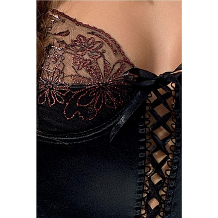 Распродажа!!! Корсет с пажами BRIDA CORSET black L/XL - Passion Exclusive, трусики, шнуровка || 