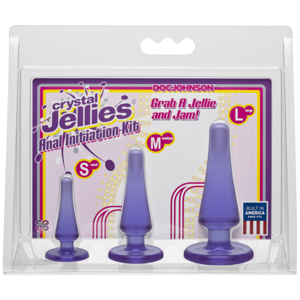 Набор анальных пробок Doc Johnson Crystal Jellies Anal - Purple, макс. диаметр 2см - 3см - 4см