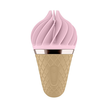 Мороженка-спиннатор Satisfyer Lay-On - Sweet Treat Pink/Brown, 10 режимов работы, водонепроницаемый
