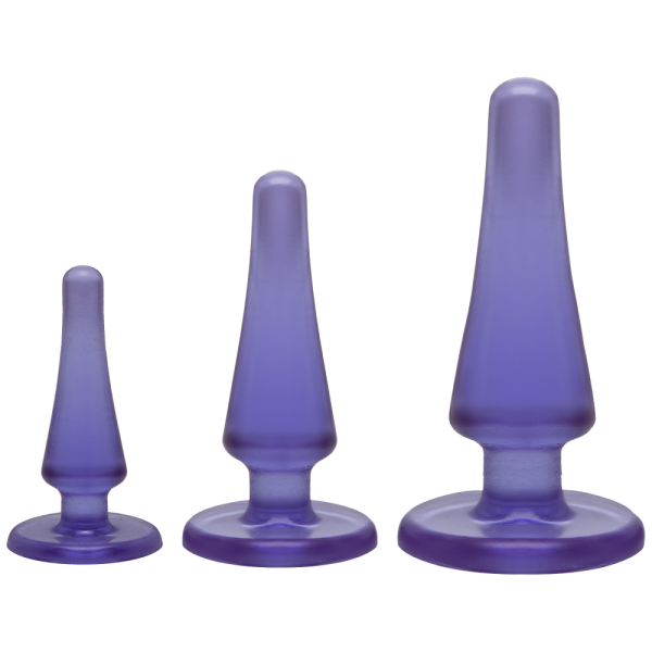 Набор анальных пробок Doc Johnson Crystal Jellies Anal - Purple, макс. диаметр 2см - 3см - 4см