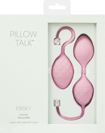 Роскошные вагинальные шарики PILLOW TALK - Frisky Pink с кристаллом, диаметр 3,2см, вес 49-75гр || 