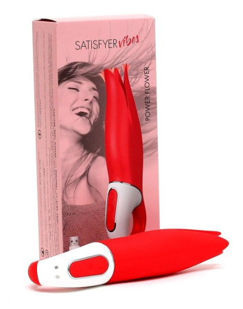 Мощный вибратор Satisfyer Vibes Power Flower с нежными трепещущими лепестками, 12 режимов работы || 