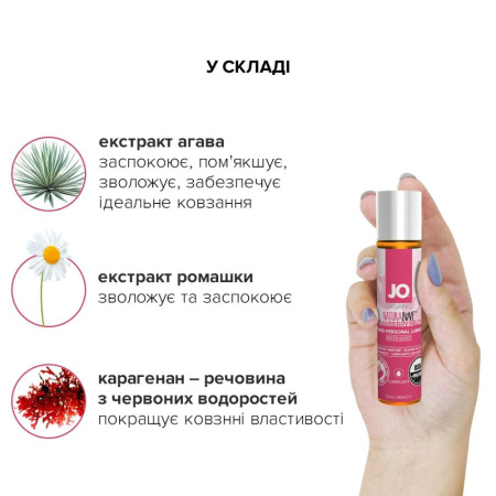 Смазка на водной основе System JO NATURALOVE Strawberry (30 мл) с экстрактом ромашки и листьев агавы || 