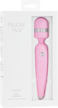 Роскошный вибромассажер PILLOW TALK - Cheeky Pink с кристаллом Swarovsky, плавное повышение мощности || 